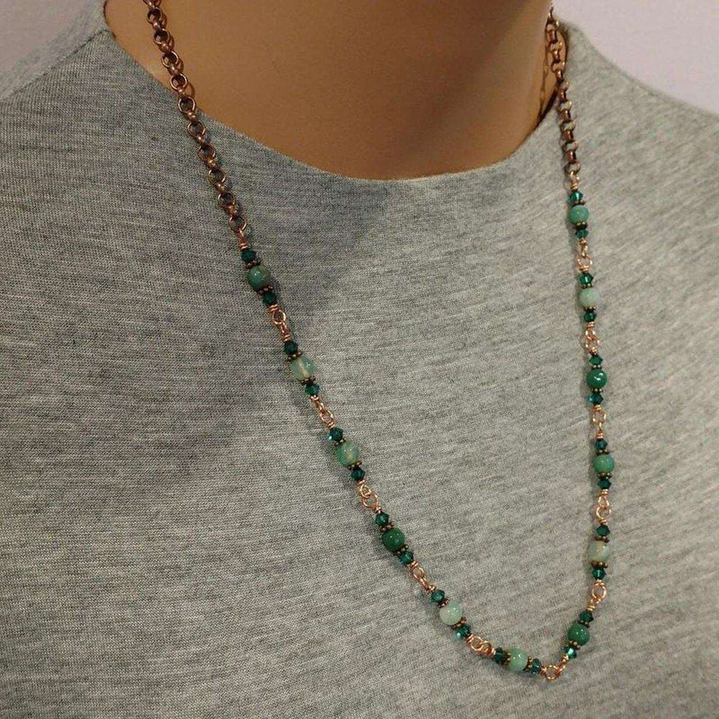 Alexa Martha Designs Necklace Default Title / Color Alexa Martha Designs 24 Inches Emerald Agate Striped Gemstone Wire Wrapped Necklace