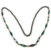 Alexa Martha Designs Necklace Default Title / Color Alexa Martha Designs 24 Inches Emerald Agate Striped Gemstone Wire Wrapped Necklace