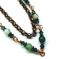 Alexa Martha Designs Necklace Default Title / Color Alexa Martha Designs 24 Inches Emerald Agate Striped Gemstone Wire Wrapped Necklace