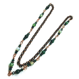 Alexa Martha Designs Necklace Default Title / Color Alexa Martha Designs 24 Inches Emerald Agate Striped Gemstone Wire Wrapped Necklace