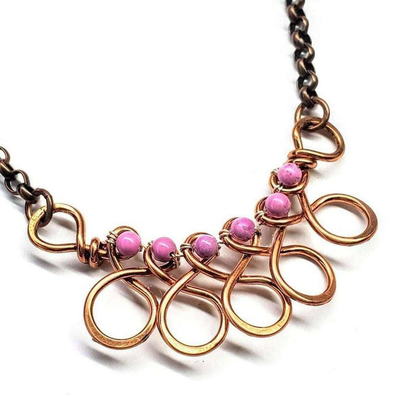 Alexa Martha Designs Necklace Default Title / Color Alexa Martha Designs Copper Wire Wrapped Sculpted Pink Gemstone Necklace