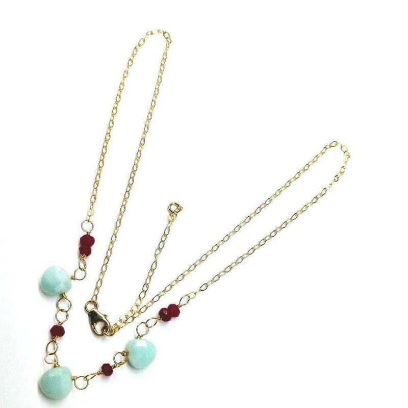 Alexa Martha Designs Necklace Default Title / Color Alexa Martha Designs Dainty Gold Chain Mint and Hot Pink Gemstone Necklace