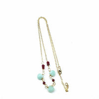 Alexa Martha Designs Necklace Default Title / Color Alexa Martha Designs Dainty Gold Chain Mint and Hot Pink Gemstone Necklace