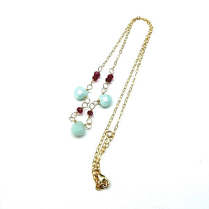 Alexa Martha Designs Necklace Default Title / Color Alexa Martha Designs Dainty Gold Chain Mint and Hot Pink Gemstone Necklace