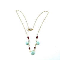 Alexa Martha Designs Necklace Default Title / Color Alexa Martha Designs Dainty Gold Chain Mint and Hot Pink Gemstone Necklace