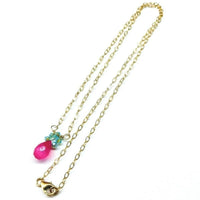 Alexa Martha Designs Necklace Default Title / Color Alexa Martha Designs Pink Gemstone Drop and Turquoise Crystal 14 K Gold Filled Necklace