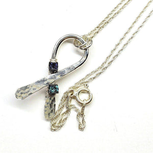 Alexa Martha Designs Necklace Default Title / Color Alexa Martha Designs Silver Suicide Prevention Awareness Ribbon Necklace with Purple and Teal  Crystals