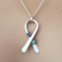 Alexa Martha Designs Necklace Default Title / Color Alexa Martha Designs Silver Suicide Prevention Awareness Ribbon Necklace with Purple and Teal  Crystals