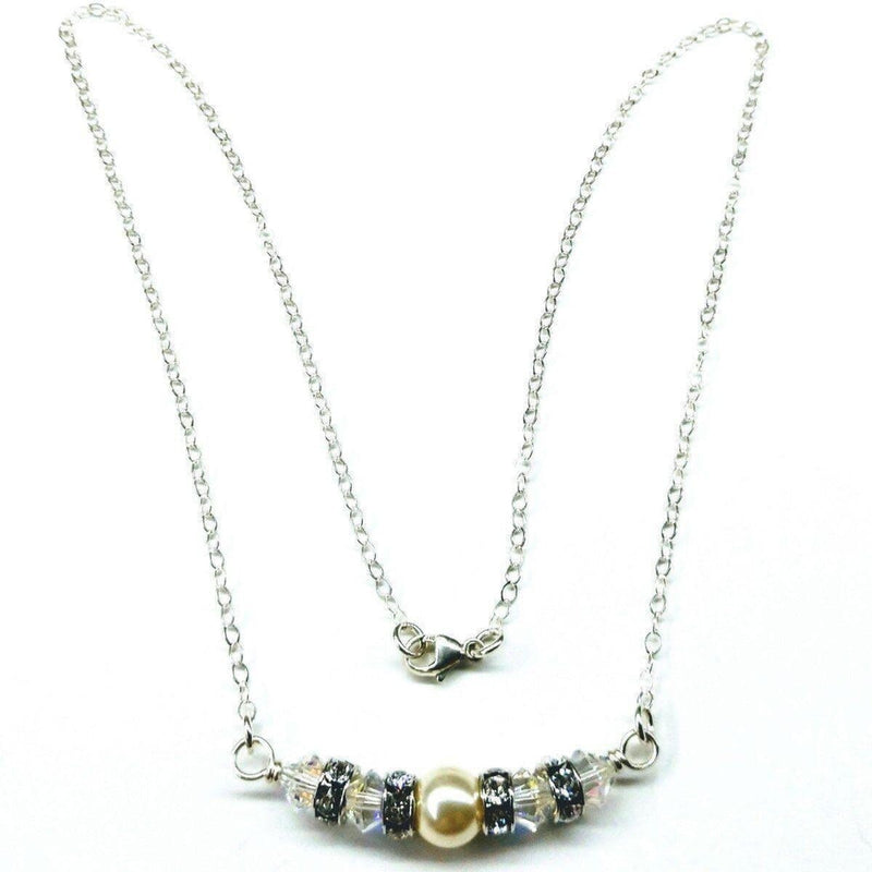 Alexa Martha Designs Necklace Default Title / Color Alexa Martha Designs Silver Swarovski Crystal Pearl Bar Bridal Necklace