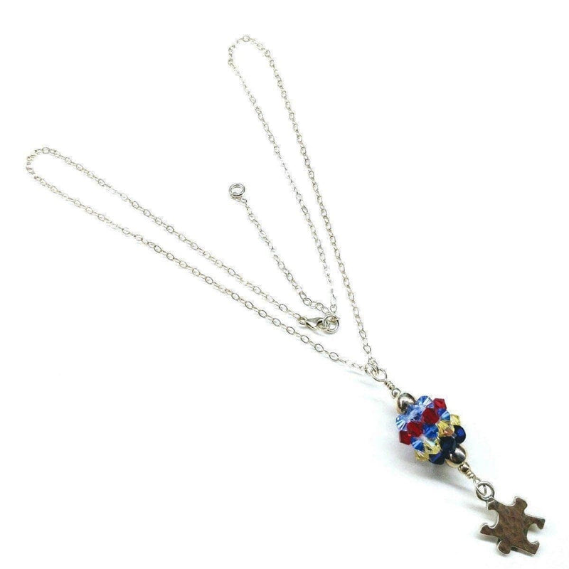 Alexa Martha Designs Necklace Default Title / Color Alexa Martha Designs Sterling Silver Autism Awareness Crystal Barrel Necklace