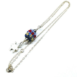 Alexa Martha Designs Necklace Default Title / Color Alexa Martha Designs Sterling Silver Autism Awareness Crystal Barrel Necklace