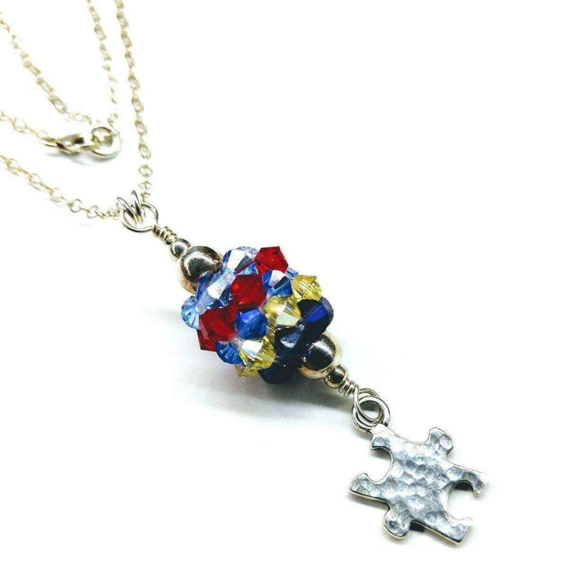 Alexa Martha Designs Necklace Default Title / Color Alexa Martha Designs Sterling Silver Autism Awareness Crystal Barrel Necklace