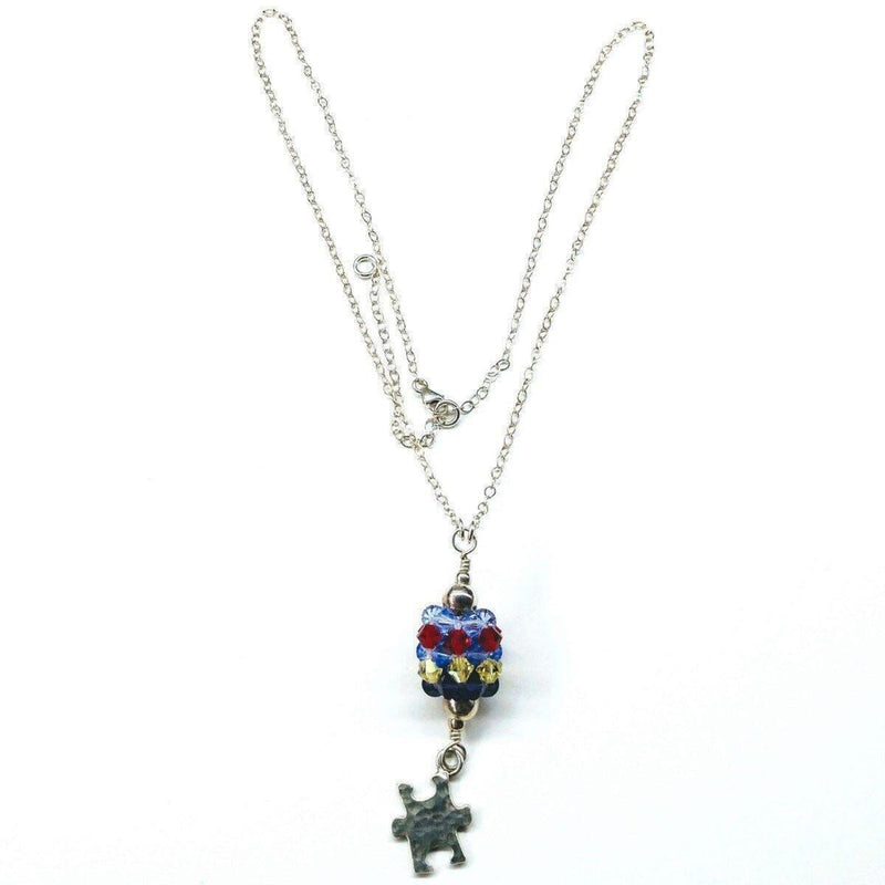 Alexa Martha Designs Necklace Default Title / Color Alexa Martha Designs Sterling Silver Autism Awareness Crystal Barrel Necklace