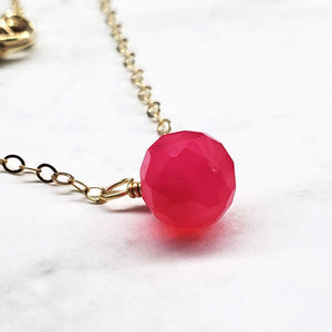 Alexa Martha Designs Necklace Default Title / Color Alexa Martha Designs Tiny Hot Pink Chalcedony Gold Filled Necklace