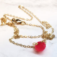 Alexa Martha Designs Necklace Default Title / Color Alexa Martha Designs Tiny Hot Pink Chalcedony Gold Filled Necklace