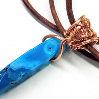 Alexa Martha Designs Necklace Default Title / Color Alexa Martha Designs Wire Wrapped Pointed Turquoise Agate Leather Necklace for Him and Her