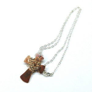 Alexa Martha Designs Necklace Default Title / Copper Alexa Martha Designs Chained Hammered Copper Cross Necklace For Him Or Her