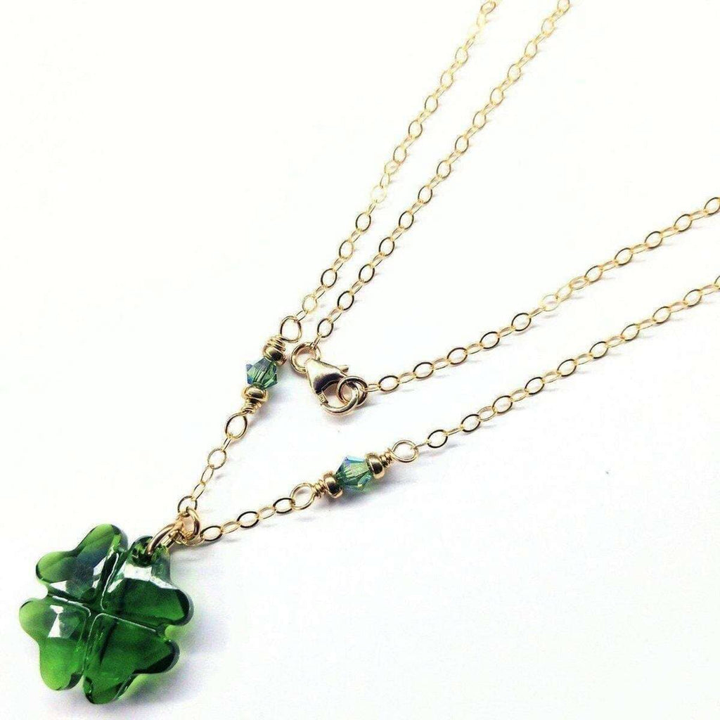 Alexa Martha Designs Necklace Default Title / Dark Green Alexa Martha Designs Dark Green Sparkly Swarovski Crystal Lucky Clover Necklace