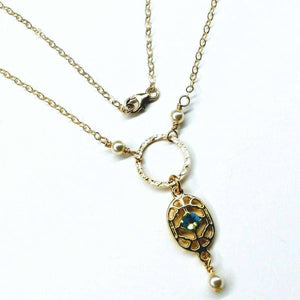 Alexa Martha Designs Necklace Default Title / Green Alexa Martha Designs 14 KT Gold Filled Filigree Green Crystal Open Circle Necklace