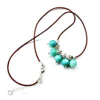 Alexa Martha Designs Necklace Default Title / Green/Blue Alexa Martha Designs Silver Green Blue Shell Bead Charm Leather Necklace