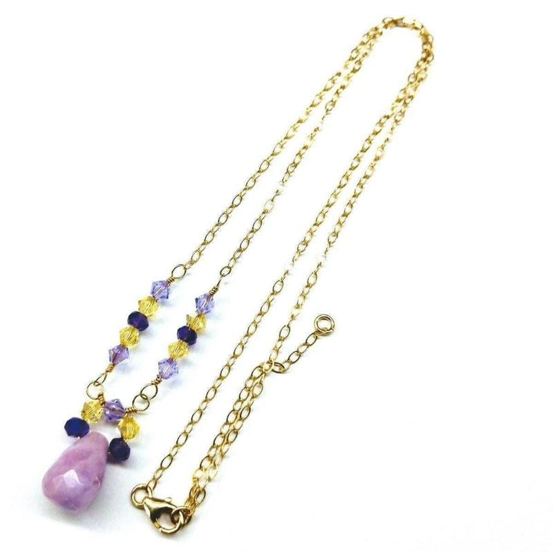 Alexa Martha Designs Necklace Default Title / Lavender Alexa Martha Designs Lavender Candy Jade Drop Gold Wire Wrapped Necklace