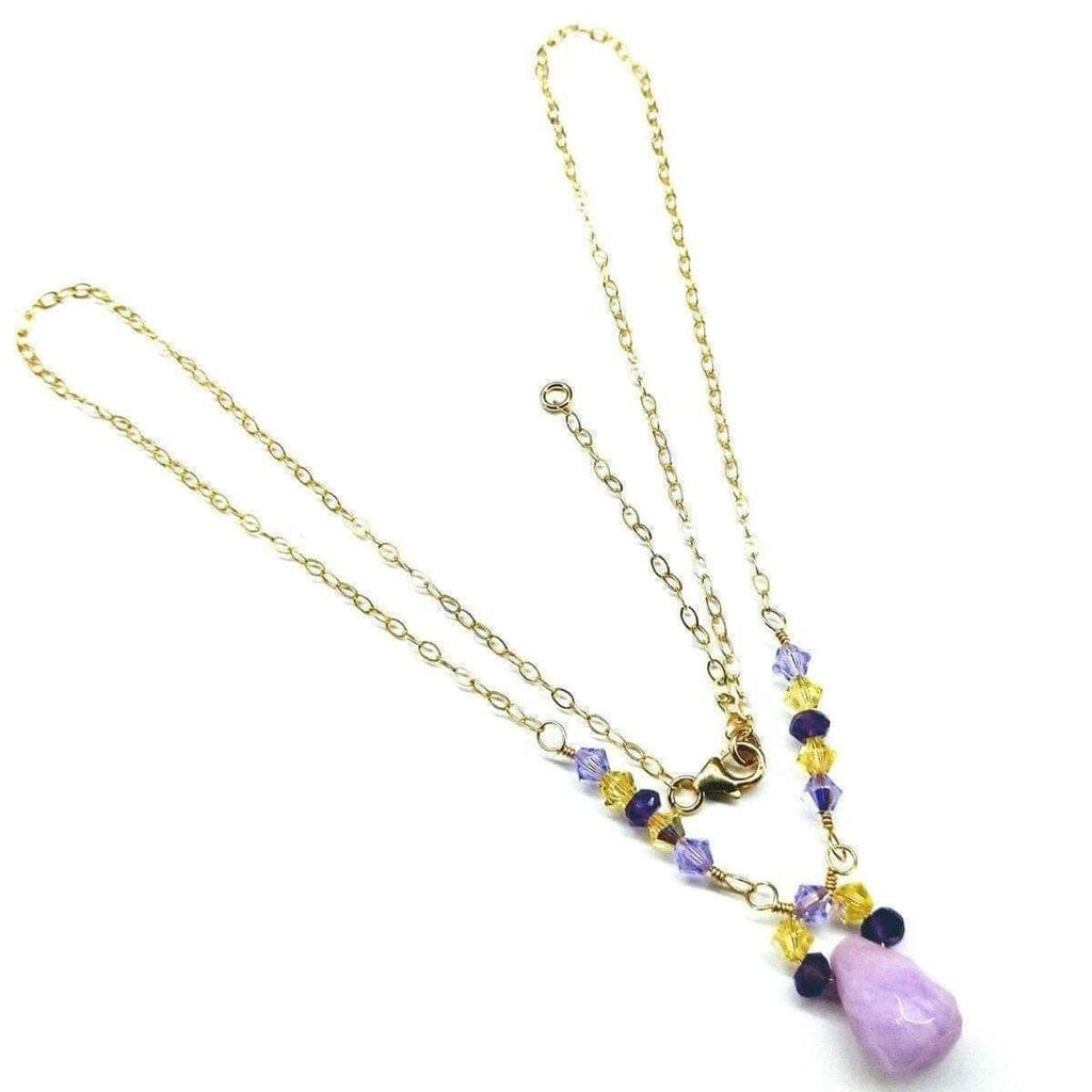 Alexa Martha Designs Necklace Default Title / Lavender Alexa Martha Designs Lavender Candy Jade Drop Gold Wire Wrapped Necklace