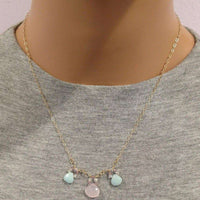 Alexa Martha Designs Necklace Default Title / Light Pink/Mint Alexa Martha Designs Light Pink and Mint Chalcedony 14 Kt Gold Filled Necklace