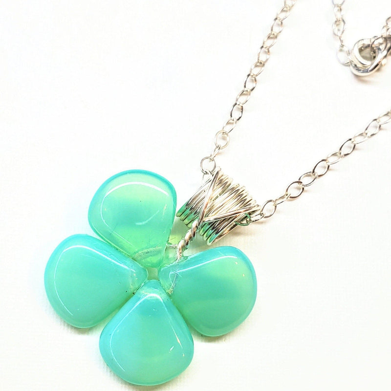 Alexa Martha Designs Necklace Default Title / Mint Green Alexa Martha Designs Mint Green Beaded Sterling Silver Clover Necklace