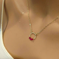 Alexa Martha Designs Necklace Default Title / Pink Alexa Martha Designs Gold Filled Pink Chalcedony Open Circle Necklace