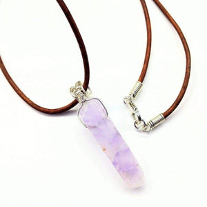 Alexa Martha Designs Necklace Default Title / Purple Alexa Martha Designs Silver Wrapped Light Amethyst Gemstone Point Leather Necklace