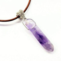 Alexa Martha Designs Necklace Default Title / Purple Alexa Martha Designs Silver Wrapped Light Amethyst Gemstone Point Leather Necklace