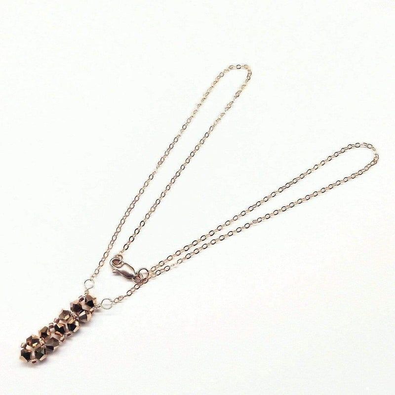 Alexa Martha Designs Necklace Default Title / Rose Gold Alexa Martha Designs Super Sparkly Vertical Beaded Rose Gold Crystal Bar Necklace