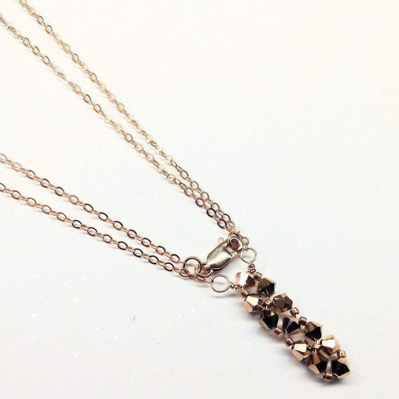 Alexa Martha Designs Necklace Default Title / Rose Gold Alexa Martha Designs Super Sparkly Vertical Beaded Rose Gold Crystal Bar Necklace