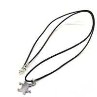 Alexa Martha Designs Necklace Default Title / Silver Alexa Martha Designs Sterling Silver Autism Awareness Puzzle Piece Leather Necklace