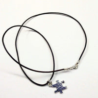 Alexa Martha Designs Necklace Default Title / Silver Alexa Martha Designs Sterling Silver Autism Awareness Puzzle Piece Leather Necklace