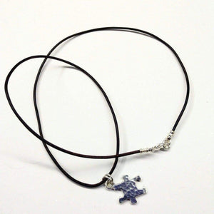 Alexa Martha Designs Necklace Default Title / Silver Alexa Martha Designs Sterling Silver Autism Awareness Puzzle Piece Leather Necklace