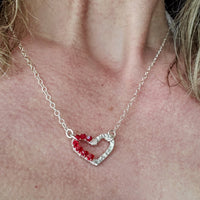 Alexa Martha Designs Necklace Default Title / Silver/Red Alexa Martha Designs Silver Red Crystal Hammered Heart Necklace