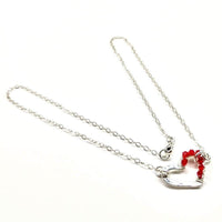 Alexa Martha Designs Necklace Default Title / Silver/Red Alexa Martha Designs Silver Red Crystal Hammered Heart Necklace