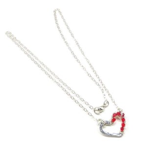 Alexa Martha Designs Necklace Default Title / Silver/Red Alexa Martha Designs Silver Red Crystal Hammered Heart Necklace