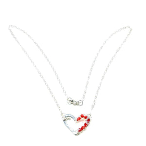 Alexa Martha Designs Necklace Default Title / Silver/Red Alexa Martha Designs Silver Red Crystal Hammered Heart Necklace