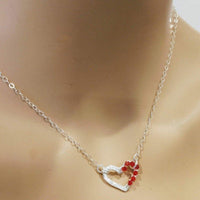 Alexa Martha Designs Necklace Default Title / Silver/Red Alexa Martha Designs Silver Red Crystal Hammered Heart Necklace