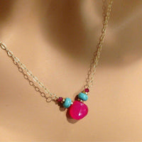 Alexa Martha Designs Necklace Default Title / Turquoise/Pink Alexa Martha Designs Gold Filled Turquoise and Pink Gemstone Drop Necklace