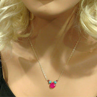 Alexa Martha Designs Necklace Default Title / Turquoise/Pink Alexa Martha Designs Gold Filled Turquoise and Pink Gemstone Drop Necklace