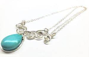 Alexa Martha Designs Necklace Default Title / Turquoise/Silver Alexa Martha Designs As Seen On TV Turquoise Drop Sterling Silver Wire Wrapped Necklace