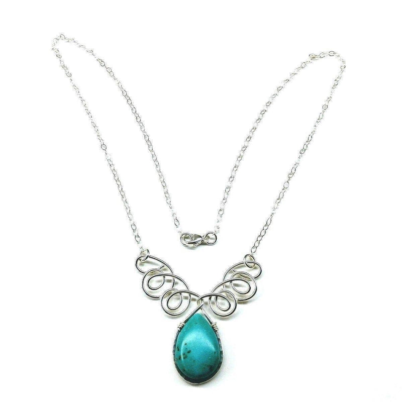 Alexa Martha Designs Necklace Default Title / Turquoise/Silver Alexa Martha Designs As Seen On TV Turquoise Drop Sterling Silver Wire Wrapped Necklace