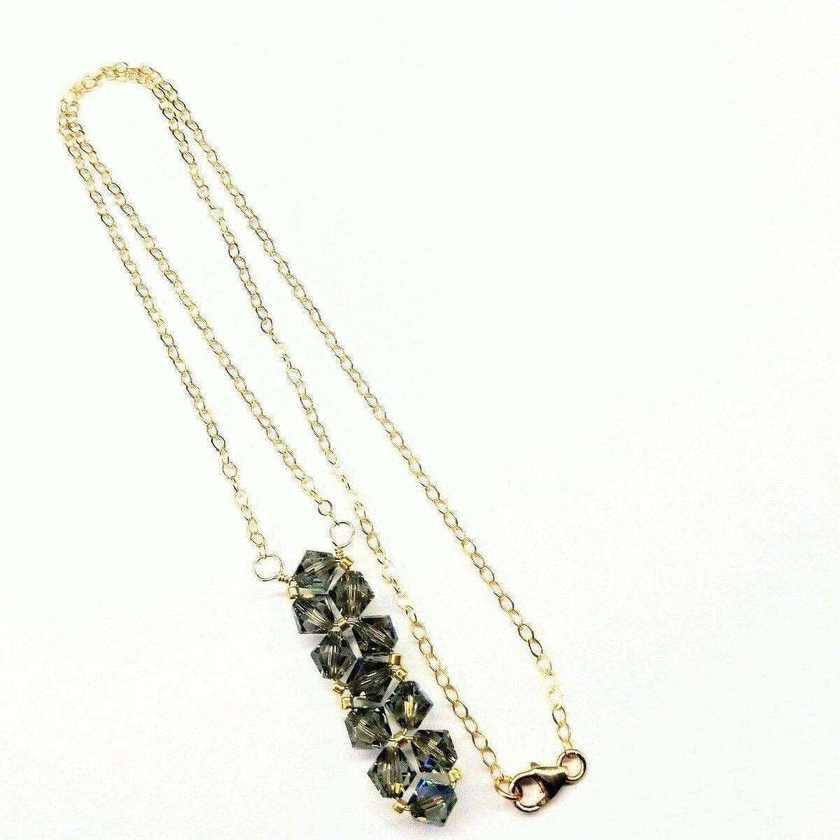 Alexa Martha Designs Necklace Gold Wire Bead-Woven Rock Candy Crystal Bar Necklace