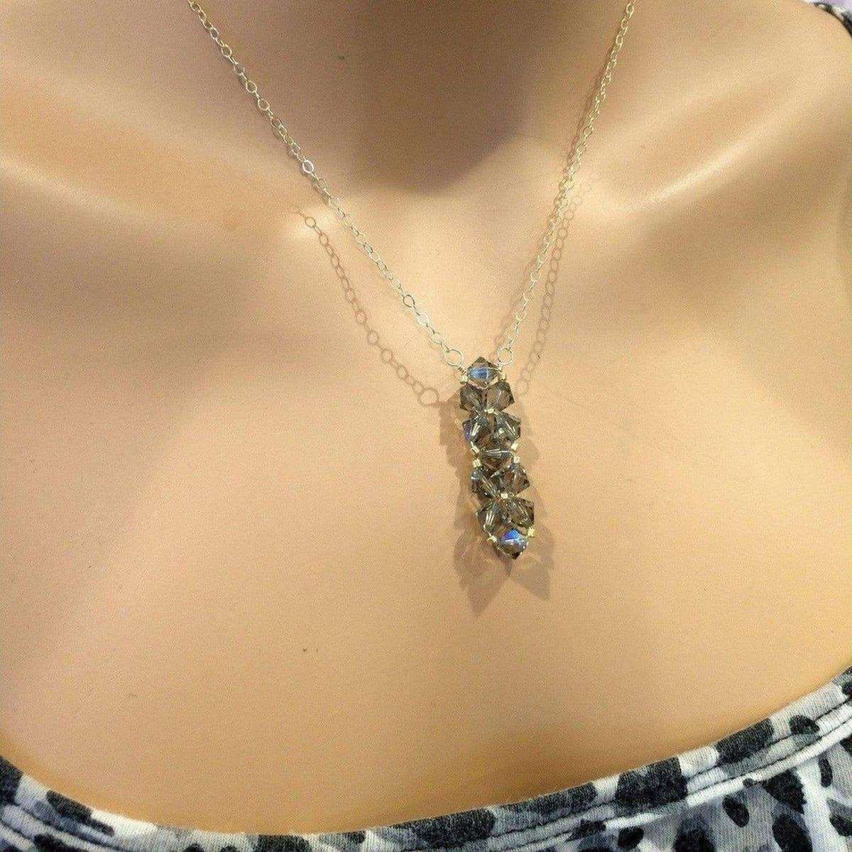 Alexa Martha Designs Necklace Gold Wire Bead-Woven Rock Candy Crystal Bar Necklace