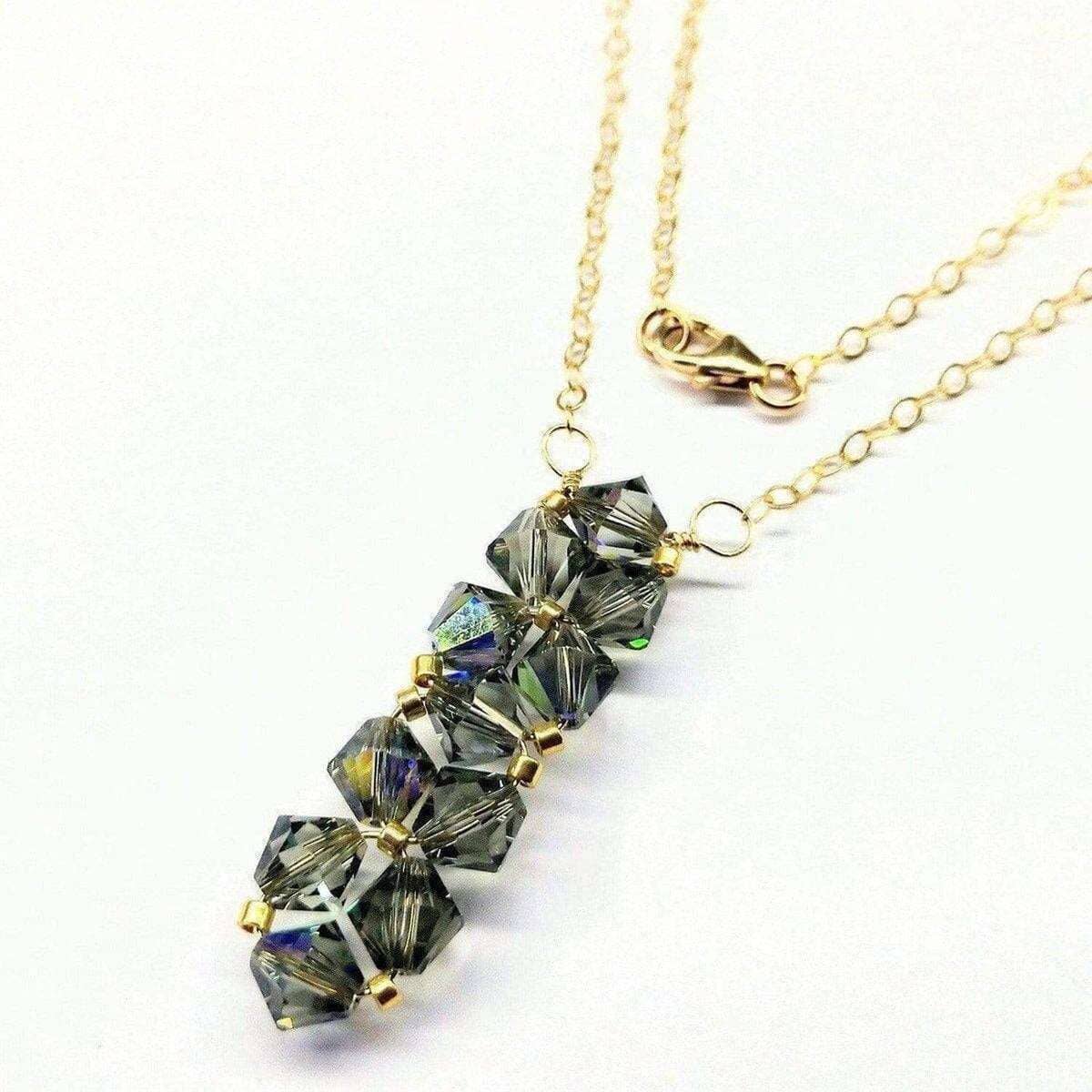 Alexa Martha Designs Necklace Gold Wire Bead-Woven Rock Candy Crystal Bar Necklace