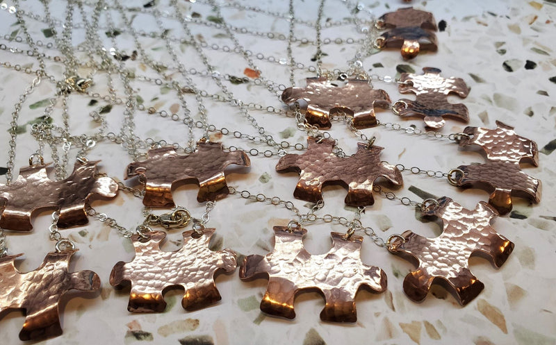 Alexa Martha Designs Necklace Handcrafted Autism Awareness Copper Puzzle Piece Necklace