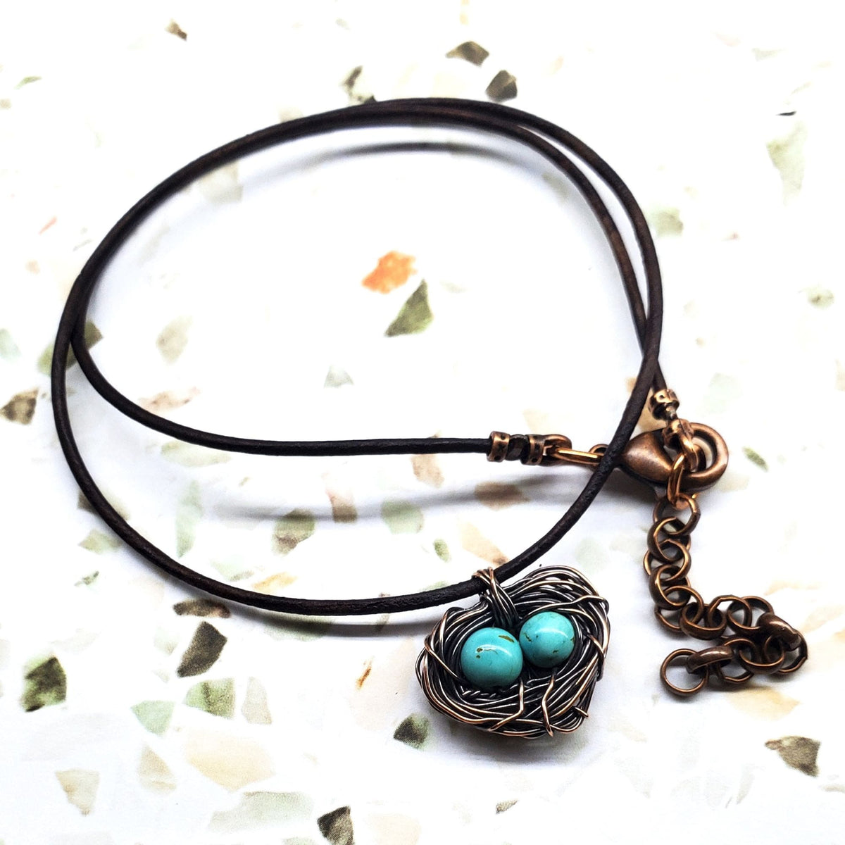 Alexa Martha Designs Necklace Necklace with 2 Beads Copper Robin Nest Necklace with Up To 5 Beads